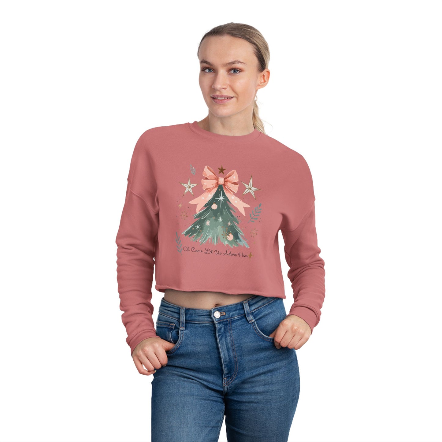 Cropped Sweatshirt - O Come Let Us Adore Him Design