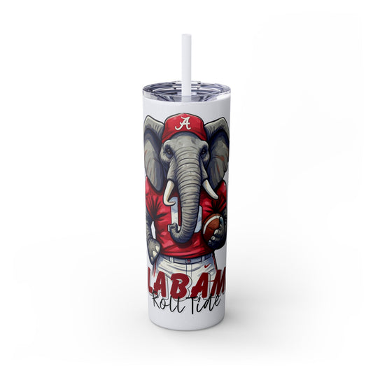 Skinny Tumbler with Straw, 20oz Alabama Roll Tide