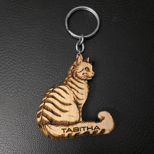 Customizable Tabby Cat Keychain